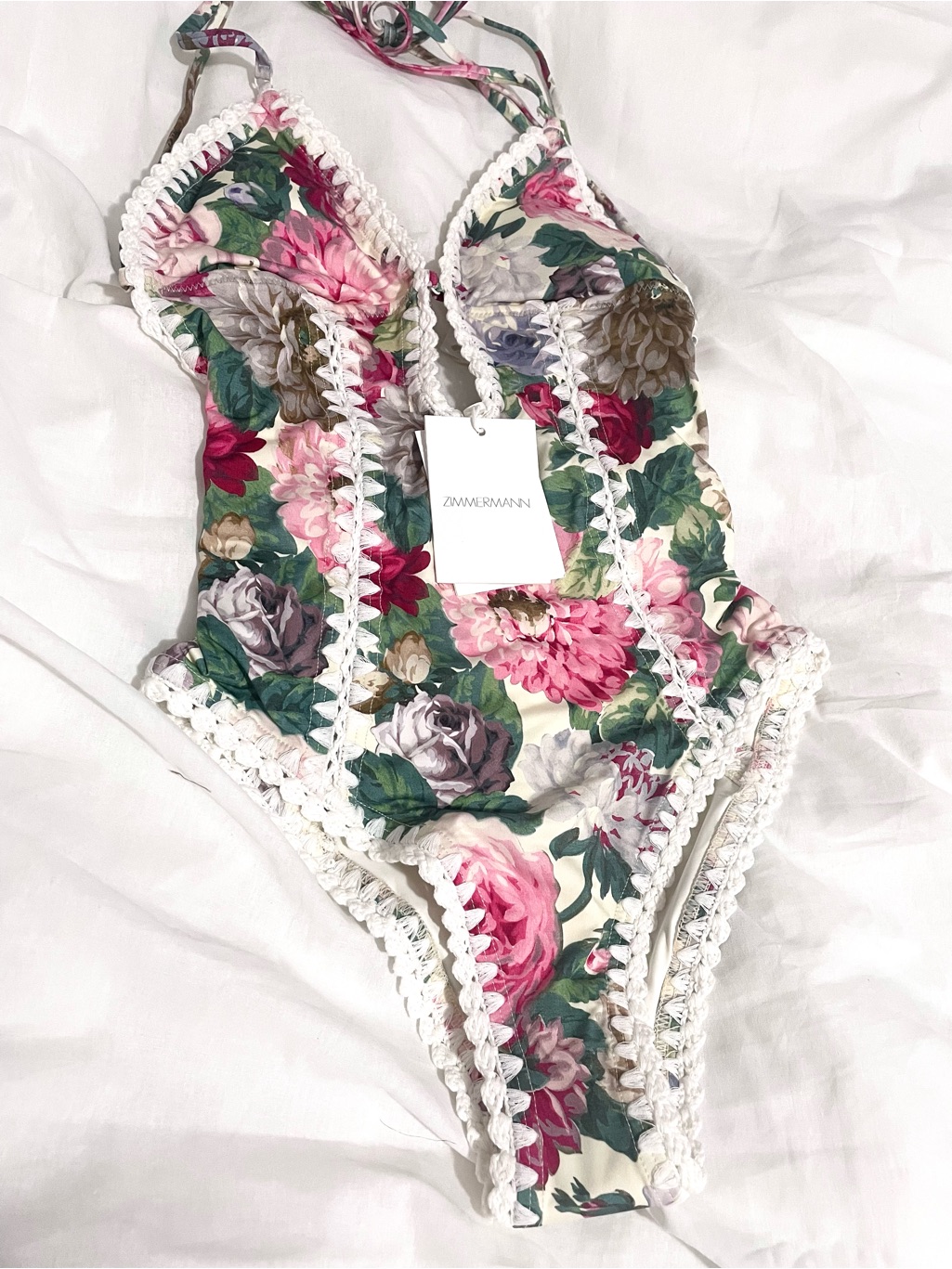 Zimmermann Mae Floral Crochet One-Piece Swimsuit
